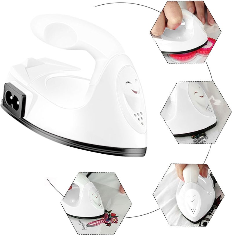 Sagsro Mini Craft Iron Mini Iron Press,Mini Heat Press Machine for T Shirts Shoes and Hats Small Heat Transfer Vinyl Projects,Portable Travel Irons Mini Heat Press Crafting Craft Clothes (White) - Image 3